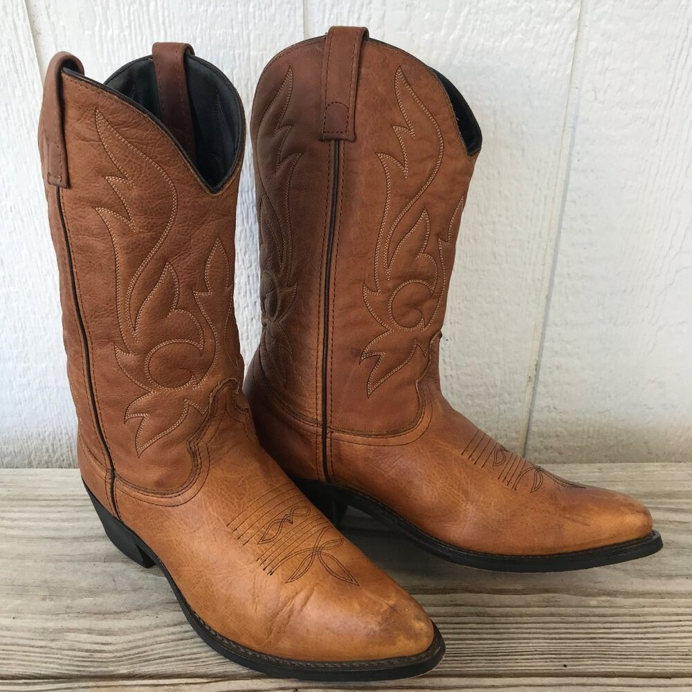 Masterson Horseman Mens Saddle Tan Leather Cowboy Western Boots 10 D RB8250